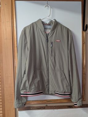 Hunter Tan Bomber Jacket with Stripe Trim